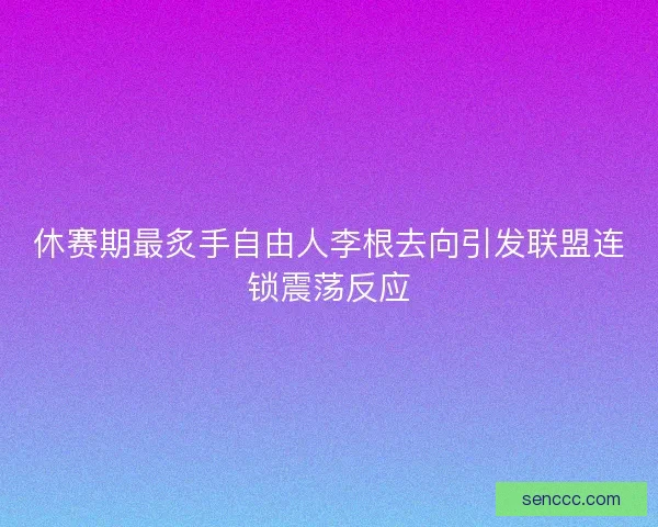 休赛期最炙手自由人李根去向引发联盟连锁震荡反应