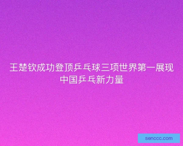 王楚钦成功登顶乒乓球三项世界第一展现中国乒乓新力量 王楚钦成功登顶乒乓球三项世界第一展现中国乒乓新力量